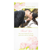 Rosa + El boda floral blanco le agradece Photocard Tarjetas Fotograficas