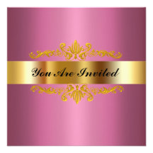 Rosa elegante del oro de la invitación de la fiest