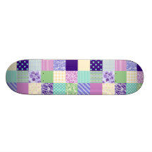 Rosa en colores pastel y cuadrados femeninos púrpu patinetas personalizadas