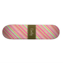 Rosa femenino y Seafoam rayados Tablas De Skate