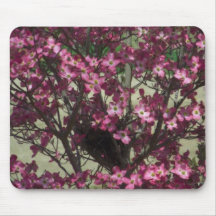 Rosa floral con la jerarquía Mousepad del pájaro Alfombrilla De Ratón