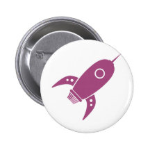 Rosa gordo de la nave de Rocket retro Pin
