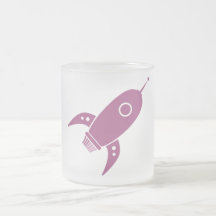 Rosa gordo de la nave de Rocket retro Taza