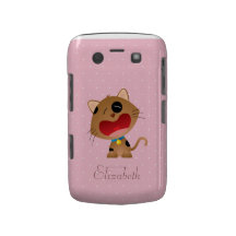 Rosa gritador lindo del gatito del dibujo animado  Case-Mate blackberry funda