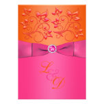 Rosa, invitación floral anaranjada del boda del mo