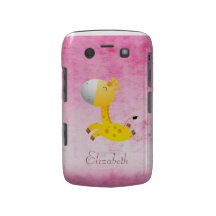 Rosa lindo de la jirafa del dibujo animado persona blackberry fundas