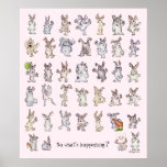 Rosa lindo del poster del cuarto de niños de la de