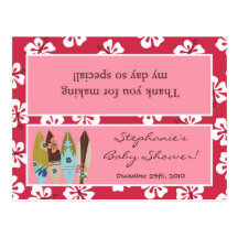 Rosa Luau hawaiano del primero del bolso de la chu Tarjetas Postales