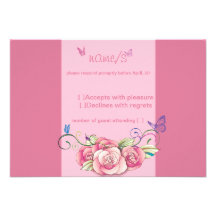 rosa minniemay de la tarjeta del rsvp subió + mari invitacion personal 