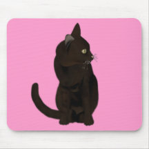 Rosa Mousepad del gato negro Alfombrillas De Ratón