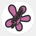 Rosa negro retro de Splat Rocket Pegatinas Redondas