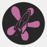 Rosa negro retro de Splat Rocket Pegatinas Redondas