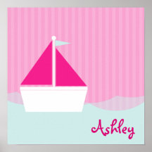 Rosa personalizado de la impresión del velero poster