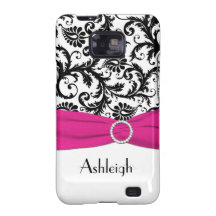 Rosa personalizado, negro, damasco blanco samsung galaxy s2 carcasa