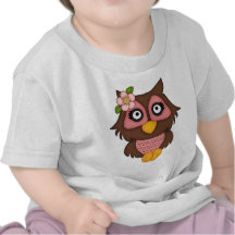 Rosa retro y búho de Brown Camiseta