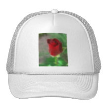 Rosa rojo carmesí del mosaico angelical gorro de camionero