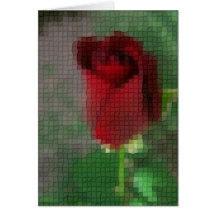 Rosa rojo carmesí del mosaico felicitacion 