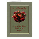 Rosa rojo de la tarjeta del día de la mamá feliz