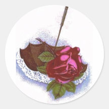 Rosa rojo del paraguas pegatinas  