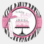 Rosa salvaje del pegatina de la torta de cumpleaño