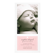Rosa simple moderno de la invitación del nacimient tarjeta personal con foto