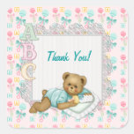 Rosa y aguamarina del peluche de ABC - gracias Calcomanías Cuadradases