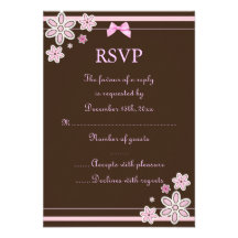 Rosa y Brown RSVP floral moderno Comunicados Personalizados