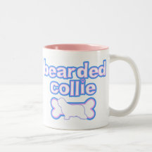 Rosa y collie barbudo azul tazas de café