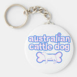 Rosa y llavero australiano azul del perro del gana