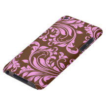 Rosa y modelo del damasco de Chocholate Brown iPod Touch Funda