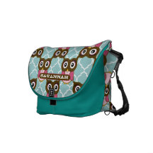Rosa y modelo lindos del búho de Brown usted elige Bolsas De Mensajeria