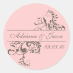 Rosa y pegatina gris del monograma del Flourish