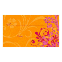 Rosa y tarjetas florales anaranjadas del lugar o d plantillas de tarjetas personales