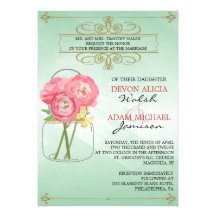 Rosa y verde elegantes de la invitación del boda d