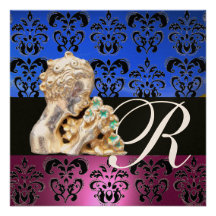 ROSADO, AZUL, NEGRO, PÚRPURA, MONOGRAMA DE LA JOYA ANUNCIOS  