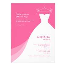 Rosado Invitaciones de Quinceañera Vestido Invitacion Personalizada
