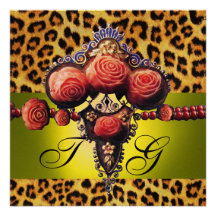 ROSAS AMARILLOS DEL CORAL ROJO, MONOGRAMA DE LA PI INVITACION PERSONALIZADA