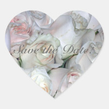 Rosas blancos de ruborización colcomanias de corazon personalizadas