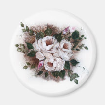 Rosas blancos imán para frigorífico