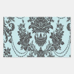rosas de damasco azules claros y black.ai rectangular altavoz