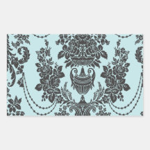 rosas de damasco azules claros y black.ai rectangular altavoz
