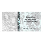 rosas de damasco azules claros y black.ai tarjeta fotografica  