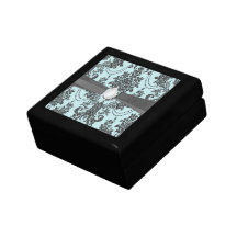rosas de damasco azules claros y negros cajas de recuerdo