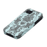 rosas de damasco azules claros y negros vibe iPhone 4 carcasa