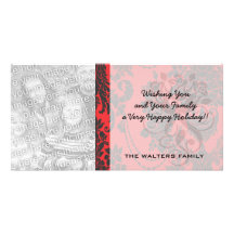 rosas de damasco rojos y negros tarjeta fotografica personalizada
