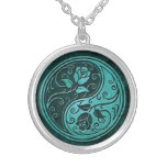 Rosas de Yin Yang de la piedra azul Collar