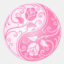Rosas de Yin Yang, rosados Etiqueta Redonda