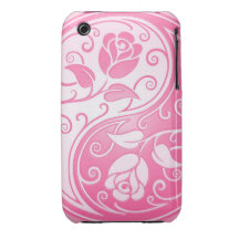 Rosas de Yin Yang, rosados Case-Mate iPhone 3 Cárcasa