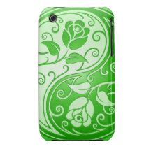 Rosas de Yin Yang, verdes iPhone 3 Case-Mate Cobertura