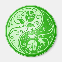 Rosas de Yin Yang, verdes Imanes Para Frigoríficos